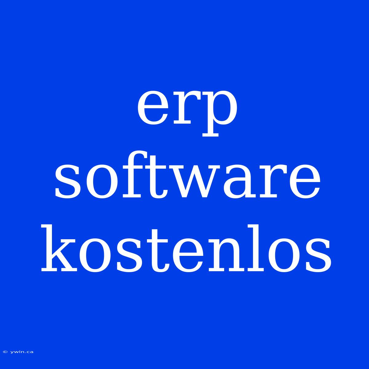 Erp Software Kostenlos