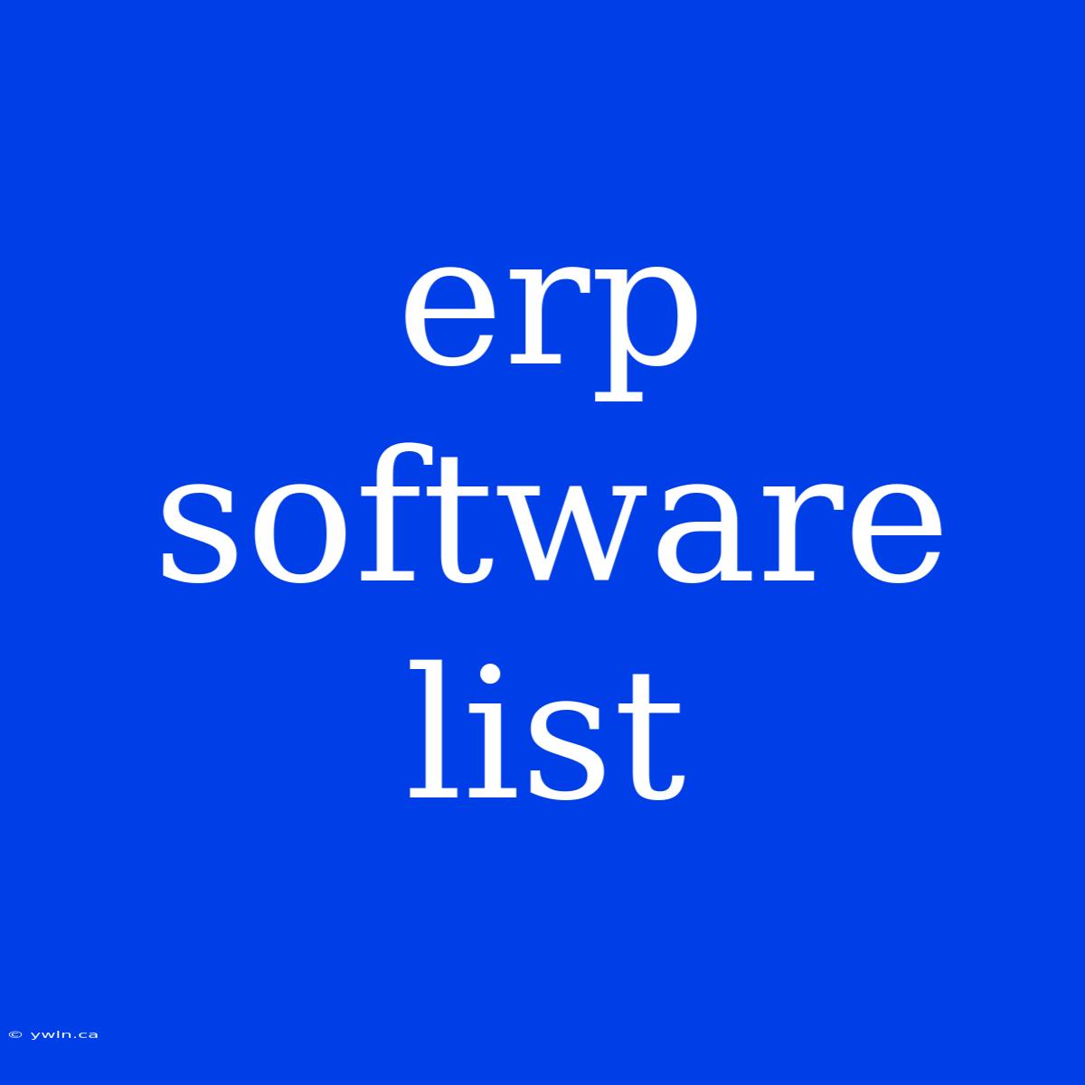 Erp Software List