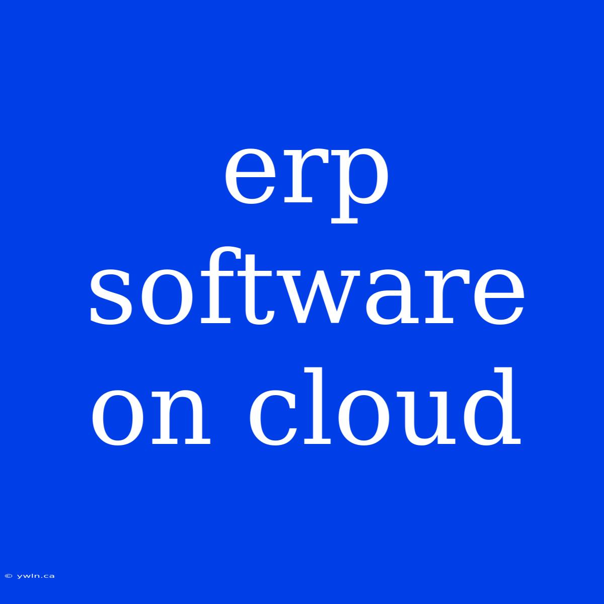 Erp Software On Cloud