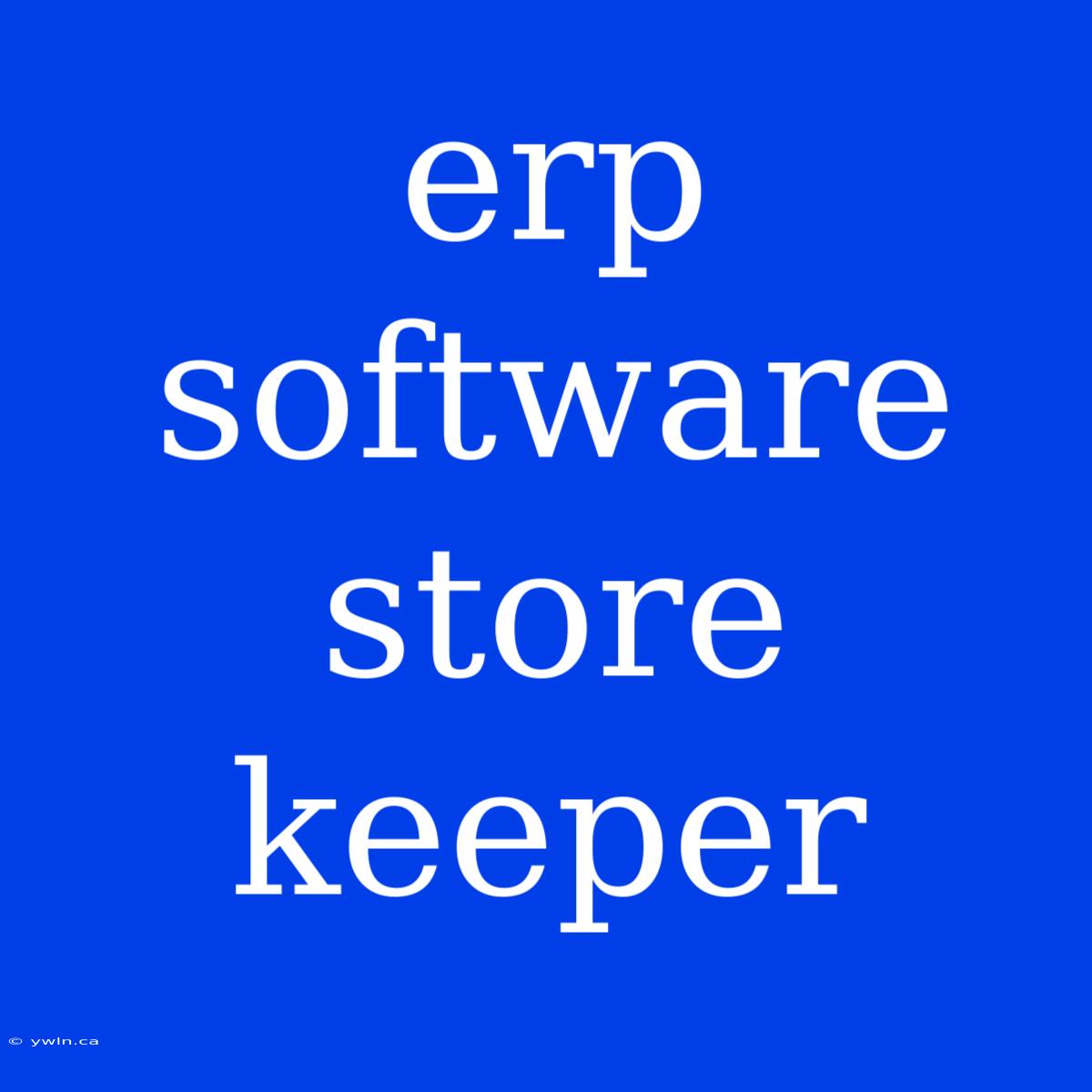 Erp Software Store Keeper