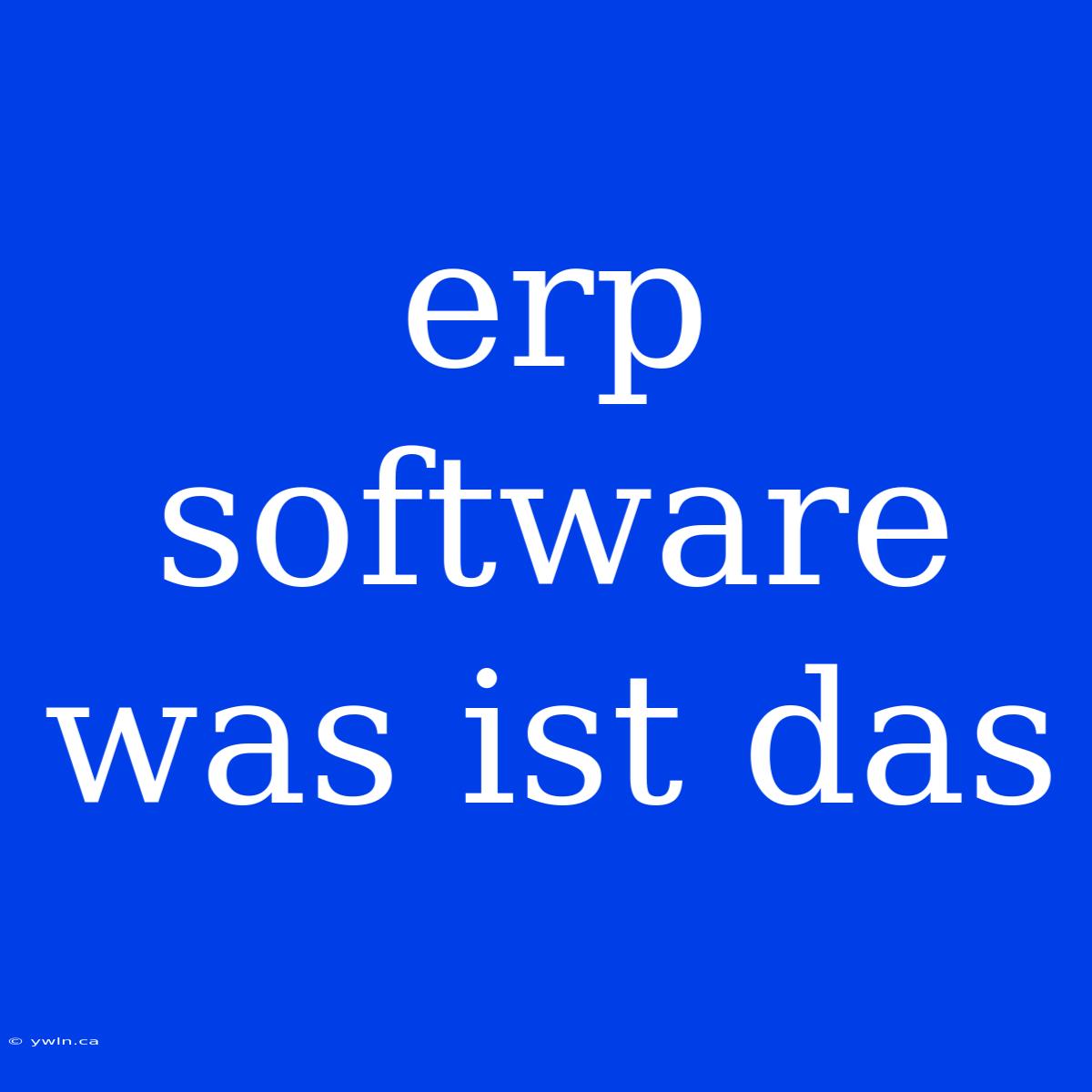 Erp Software Was Ist Das