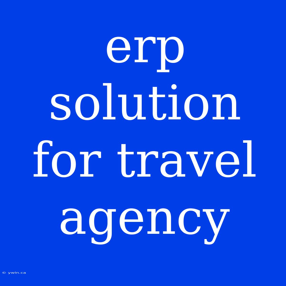 Erp Solution For Travel Agency