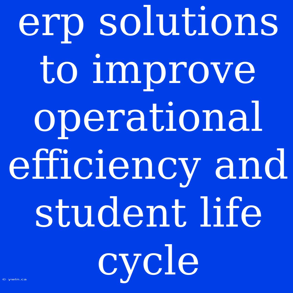 Erp Solutions To Improve Operational Efficiency And Student Life Cycle