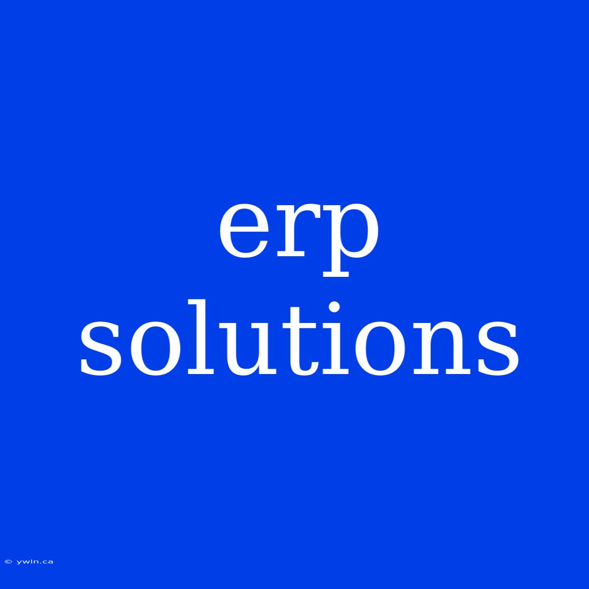 Erp Solutions