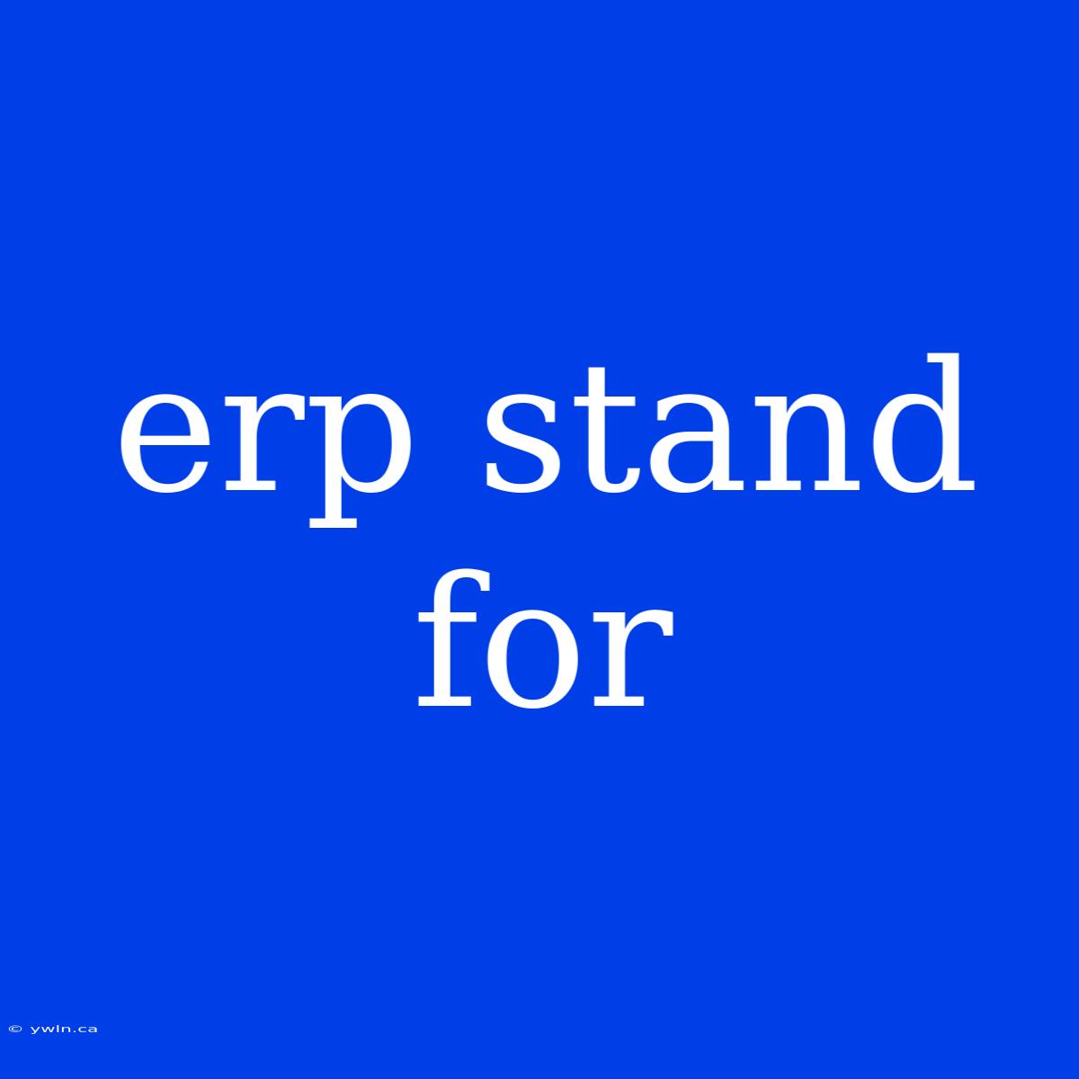 Erp Stand For