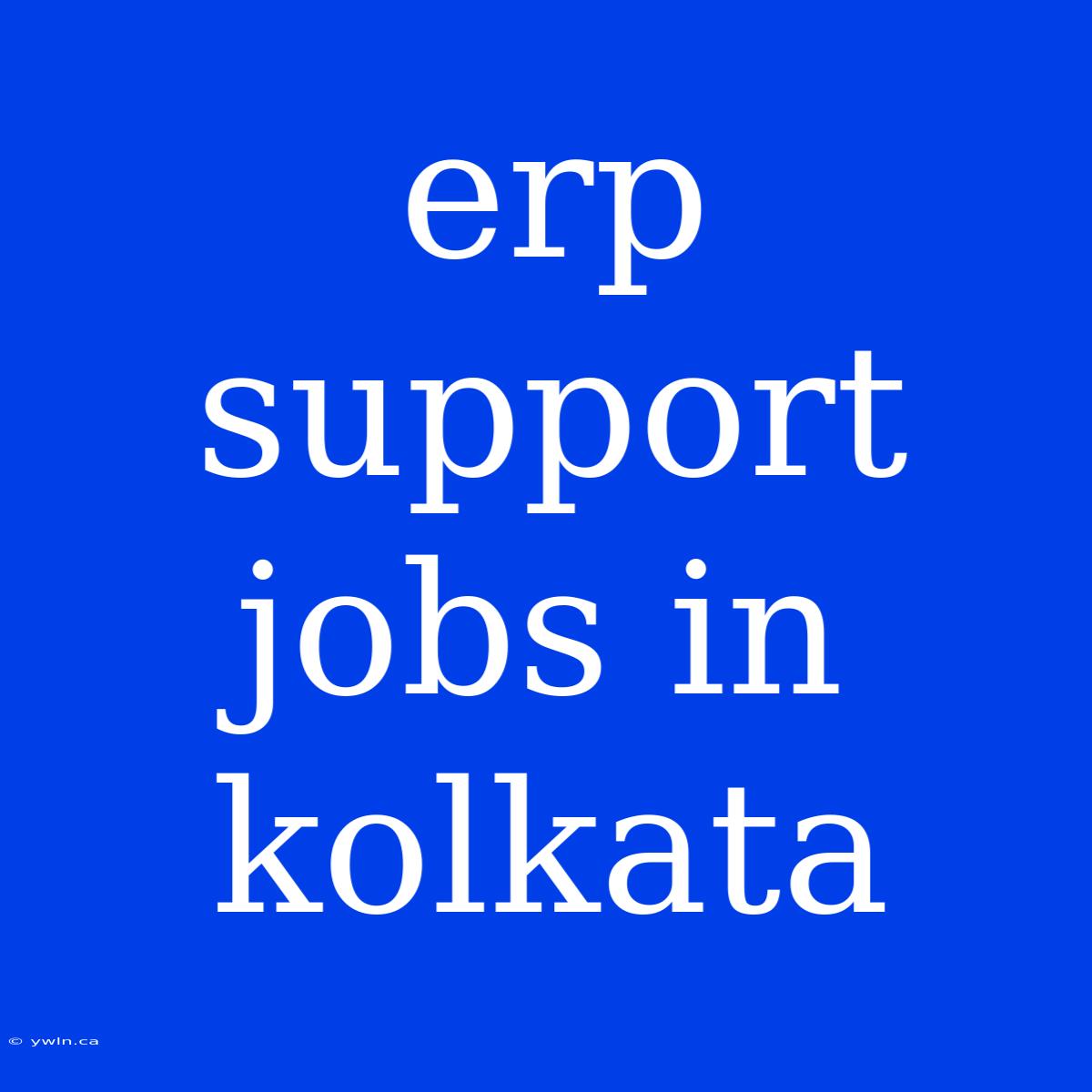 Erp Support Jobs In Kolkata