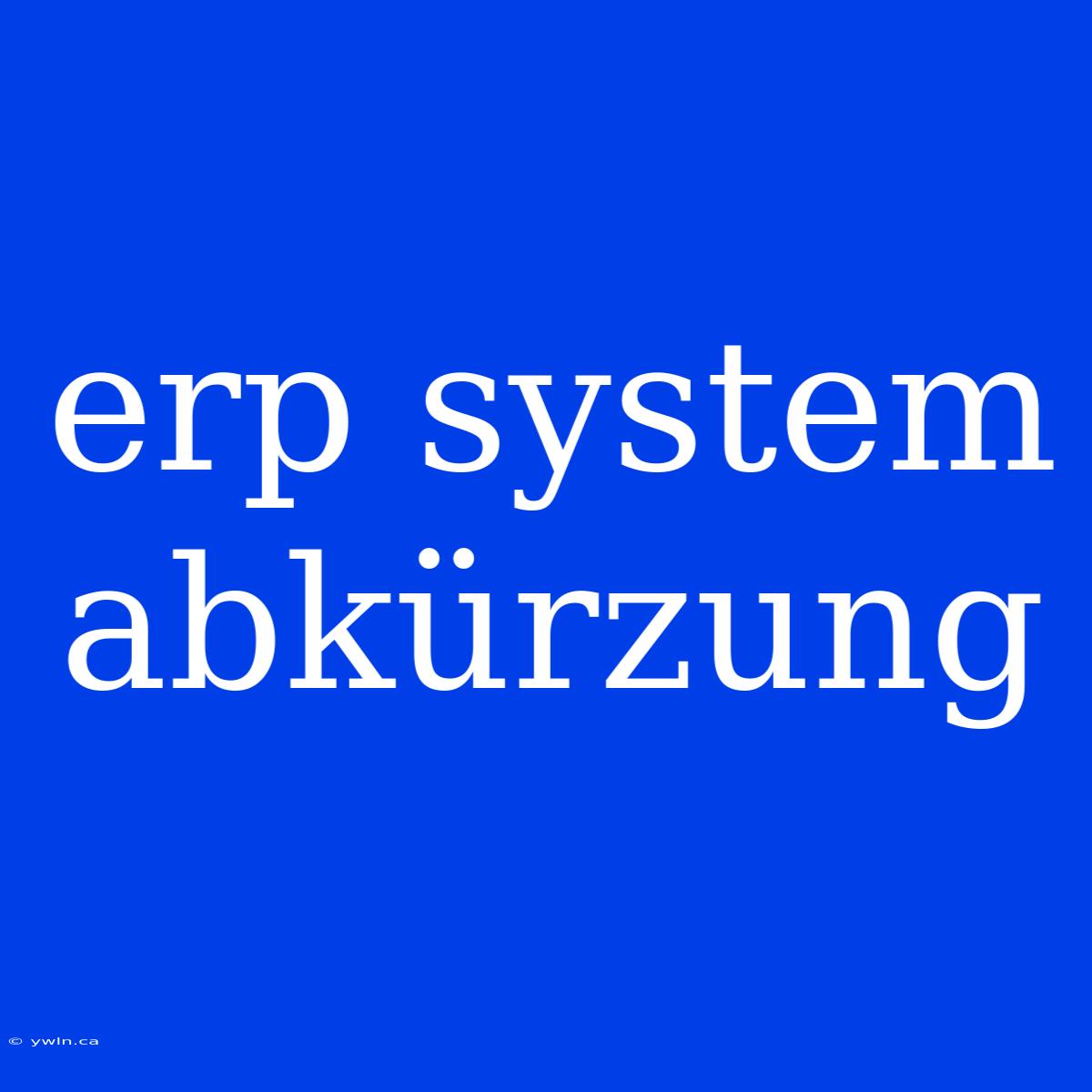 Erp System Abkürzung