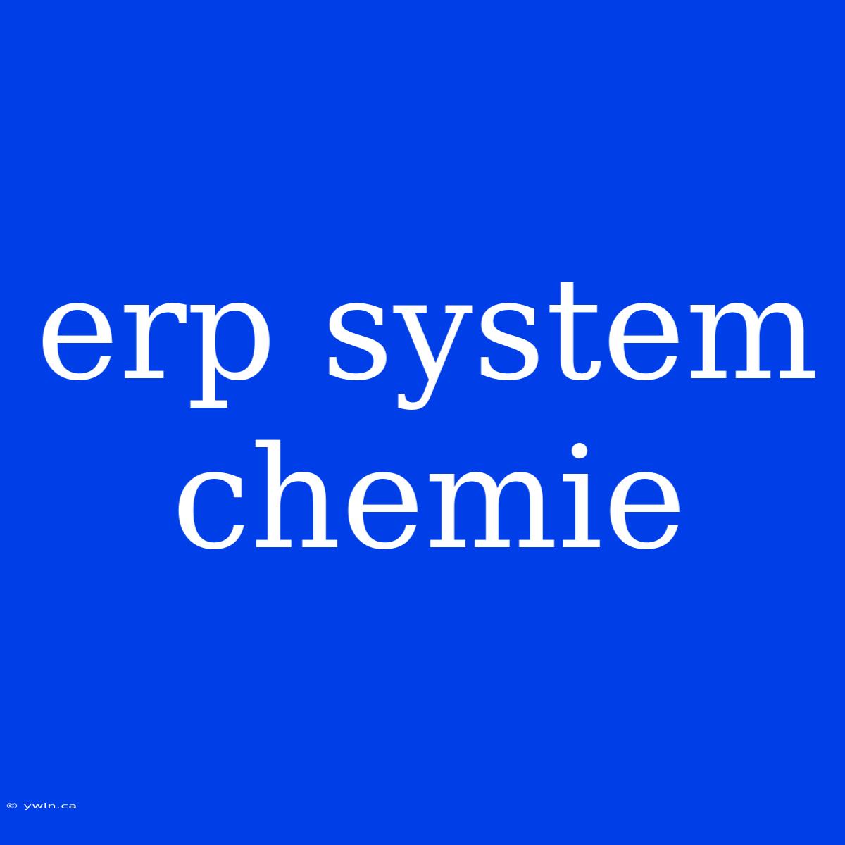 Erp System Chemie