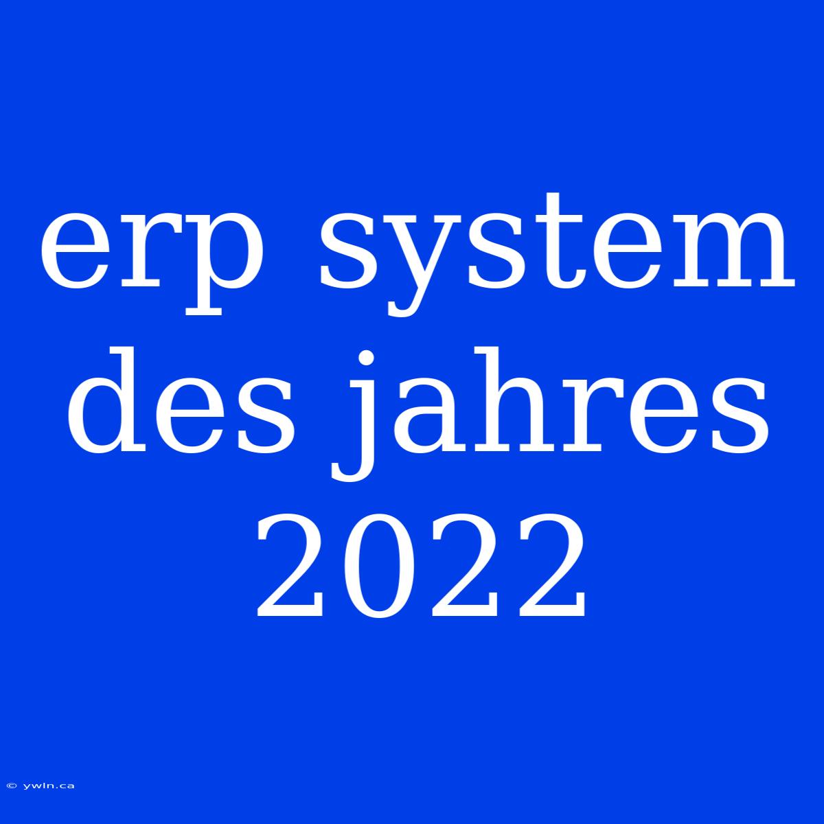 Erp System Des Jahres 2022