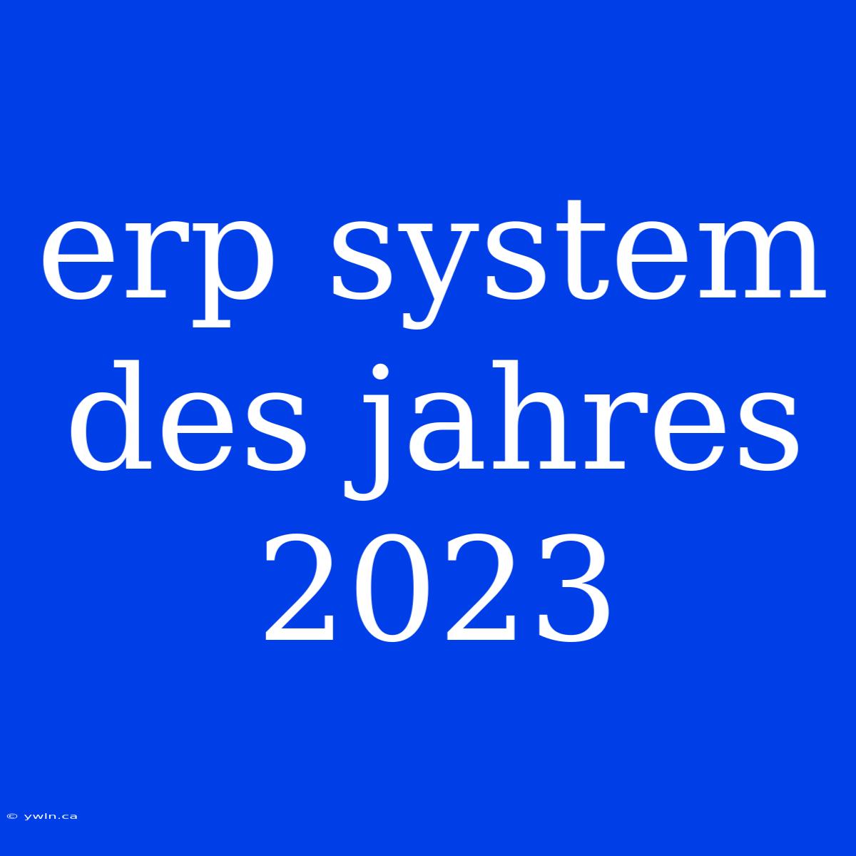 Erp System Des Jahres 2023