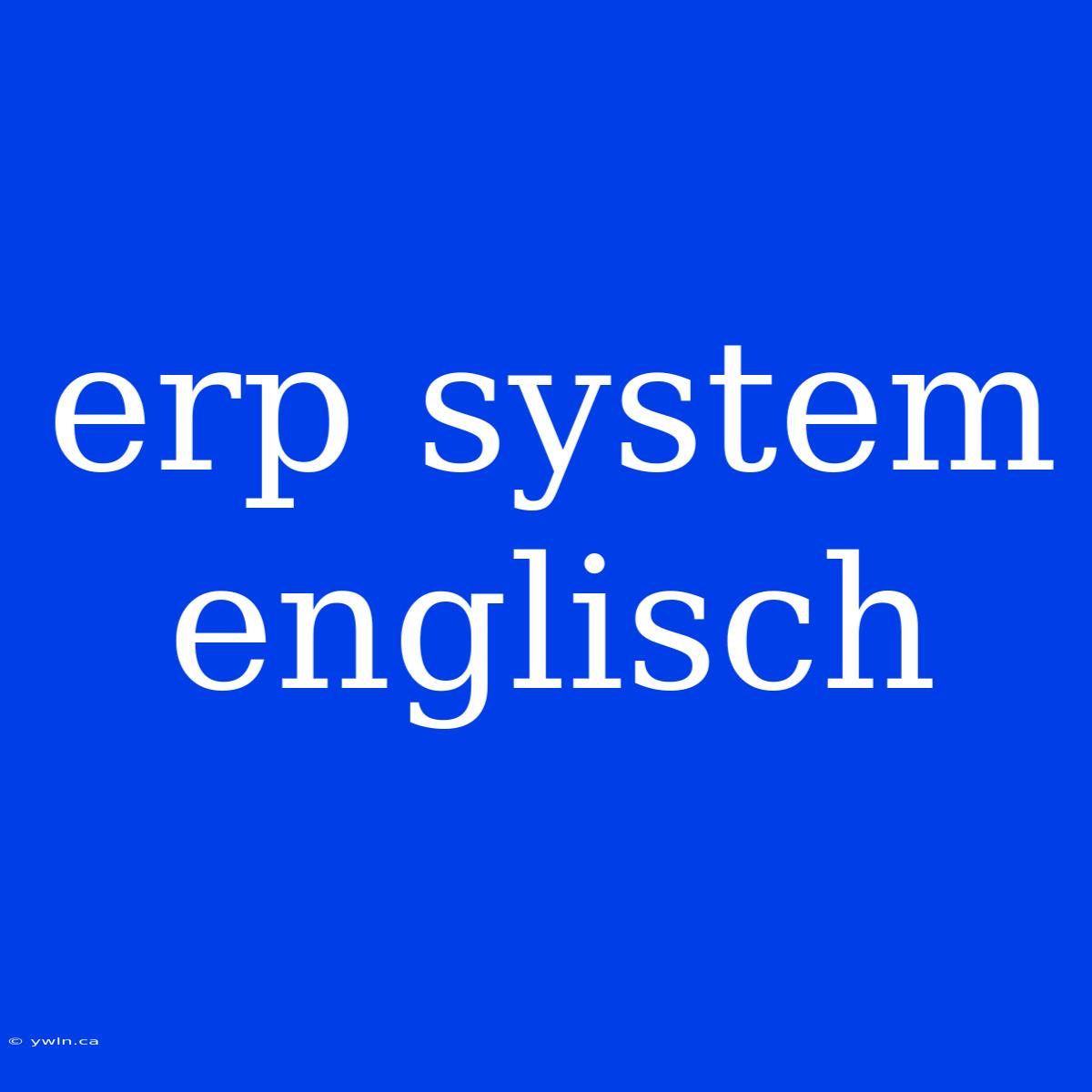 Erp System Englisch