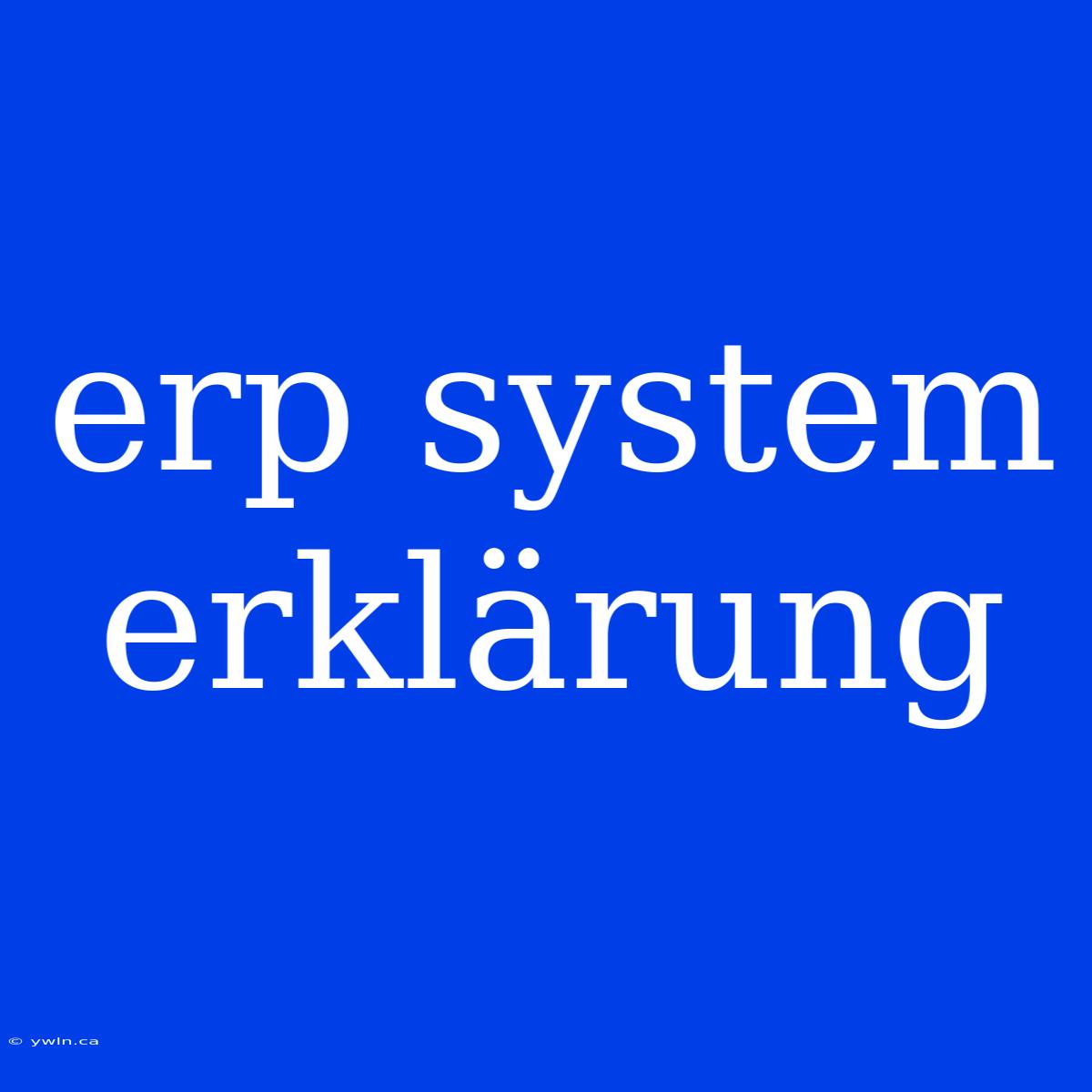 Erp System Erklärung