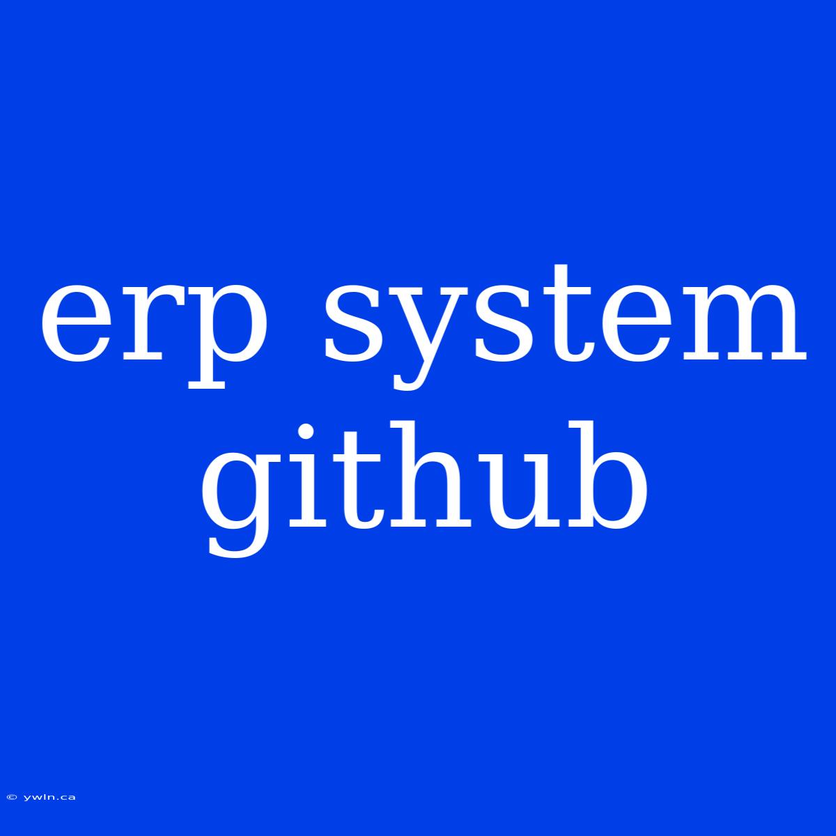 Erp System Github