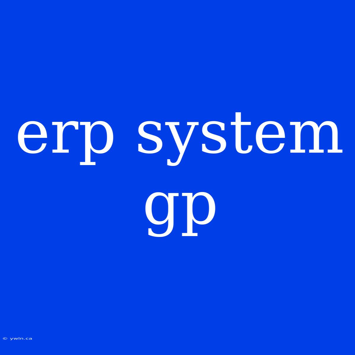 Erp System Gp