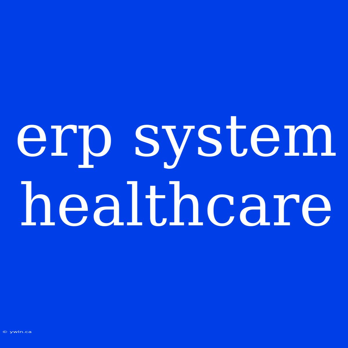 Erp System Healthcare