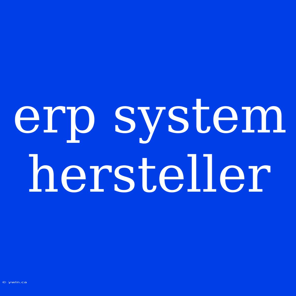 Erp System Hersteller