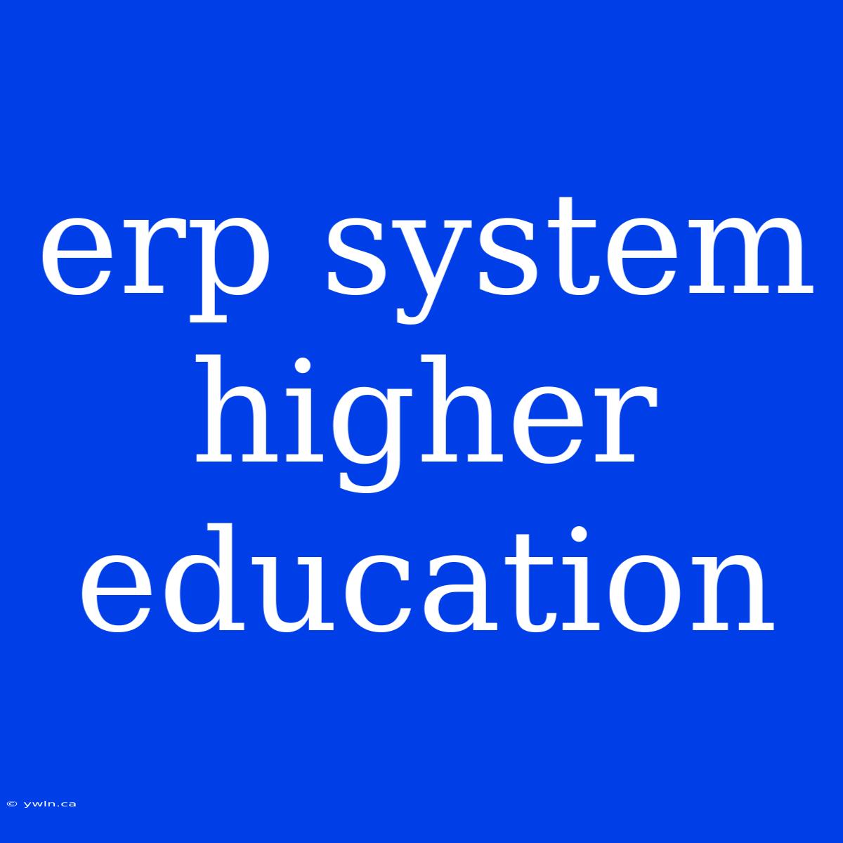 Erp System Higher Education