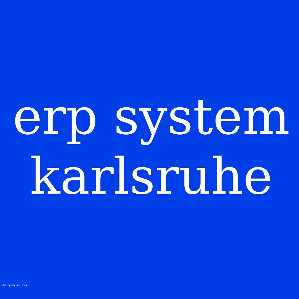 Erp System Karlsruhe