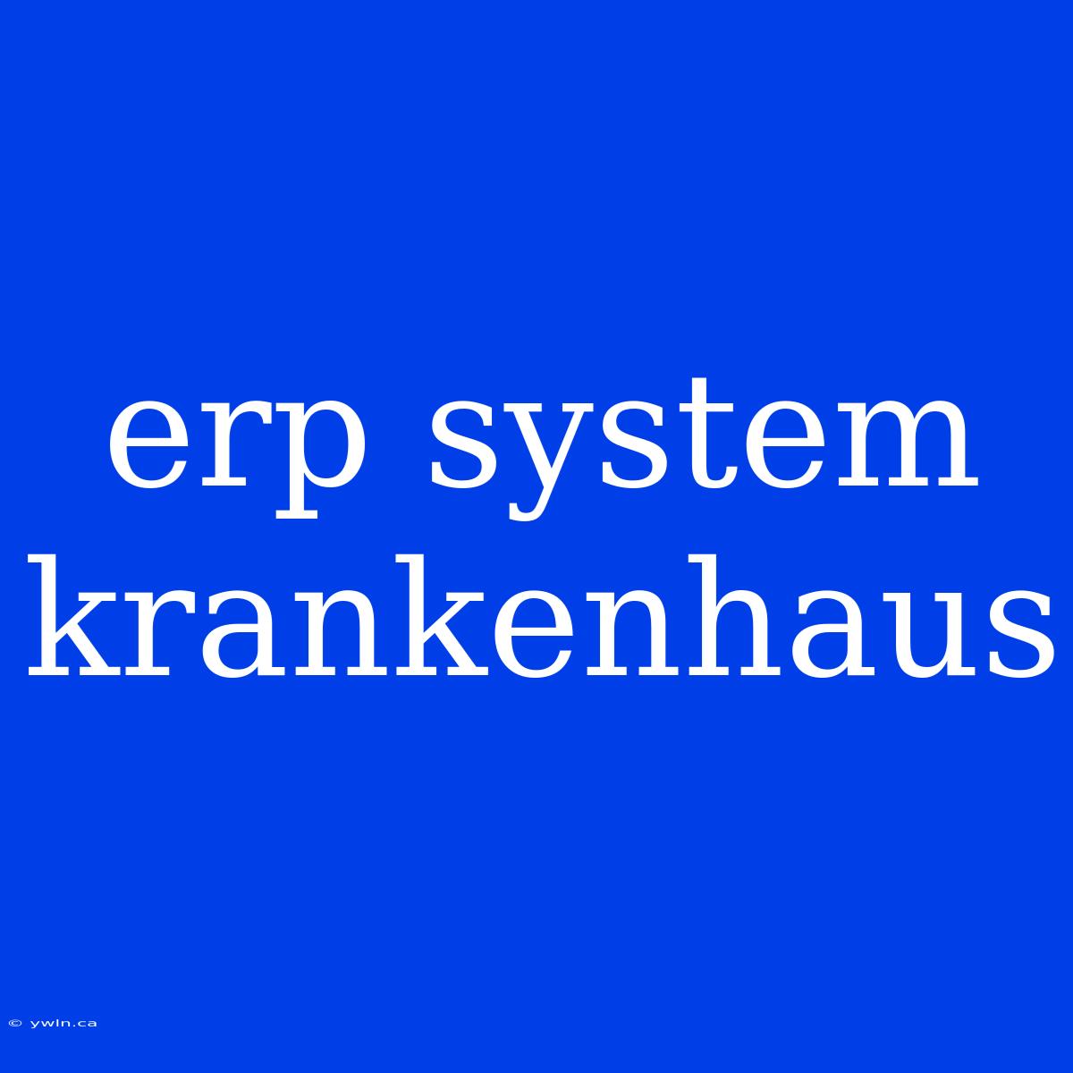 Erp System Krankenhaus