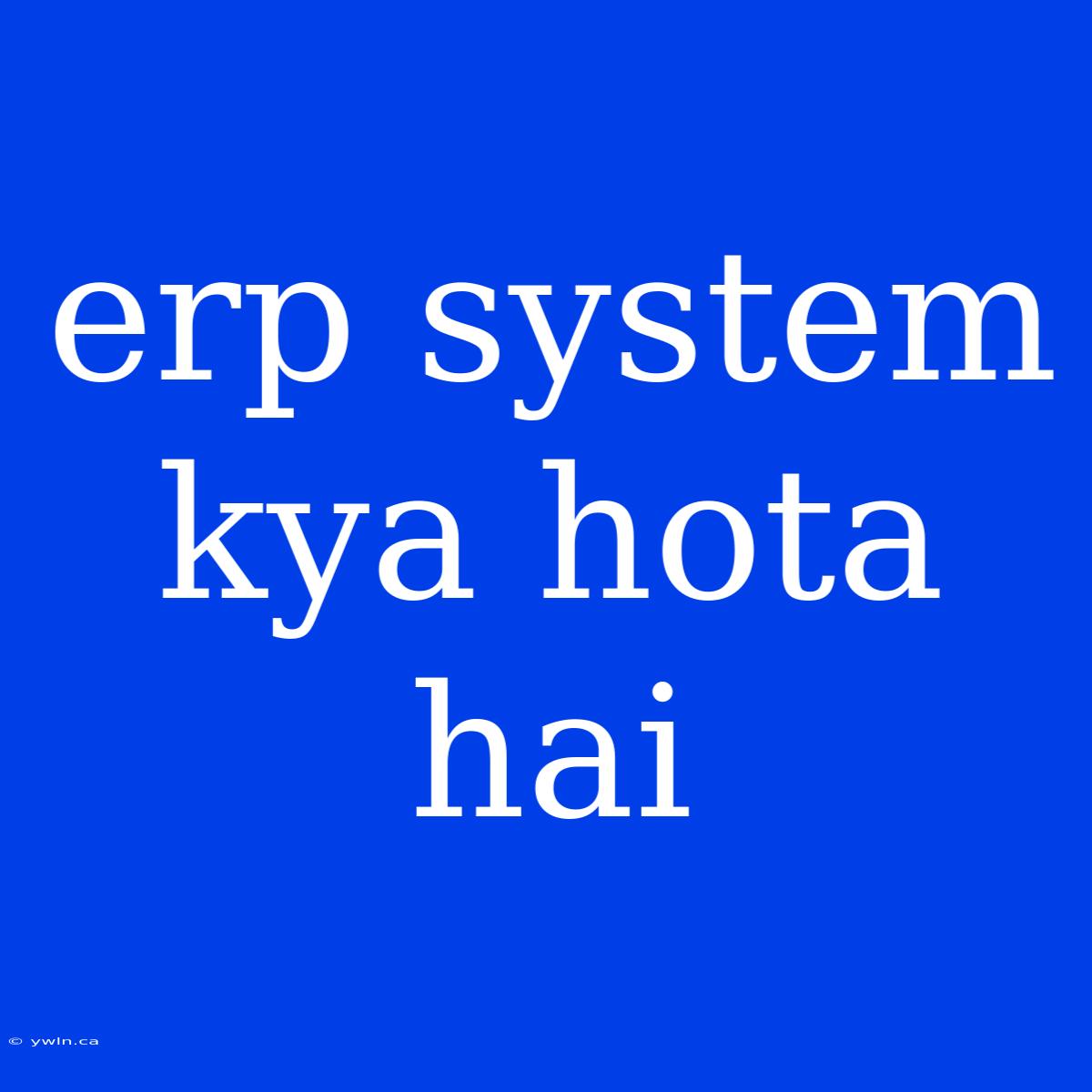 Erp System Kya Hota Hai