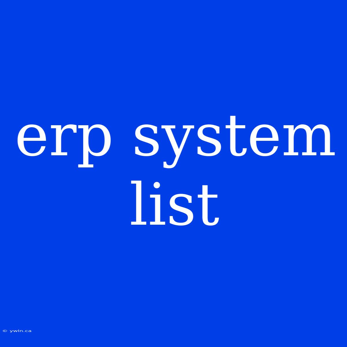 Erp System List