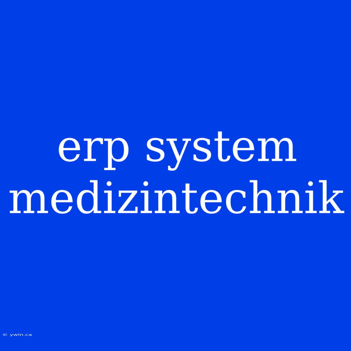 Erp System Medizintechnik