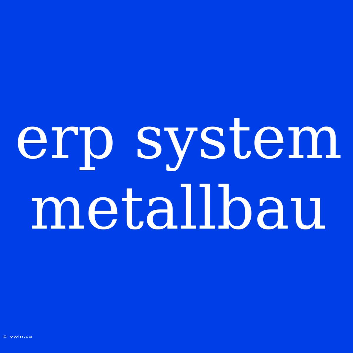 Erp System Metallbau