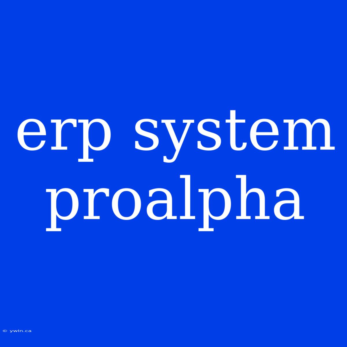 Erp System Proalpha