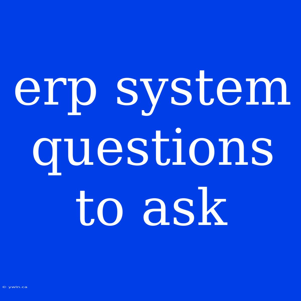 Erp System Questions To Ask