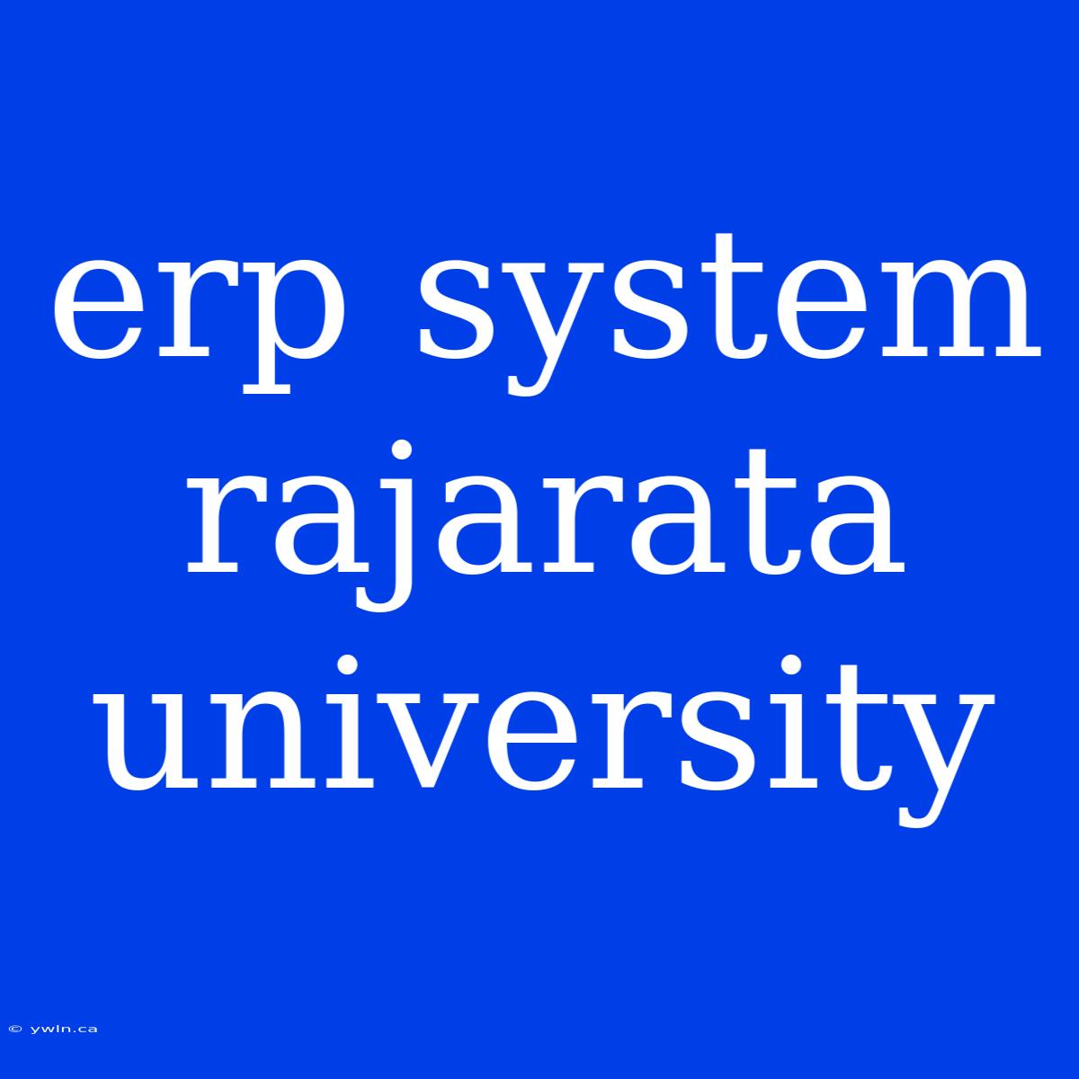 Erp System Rajarata University