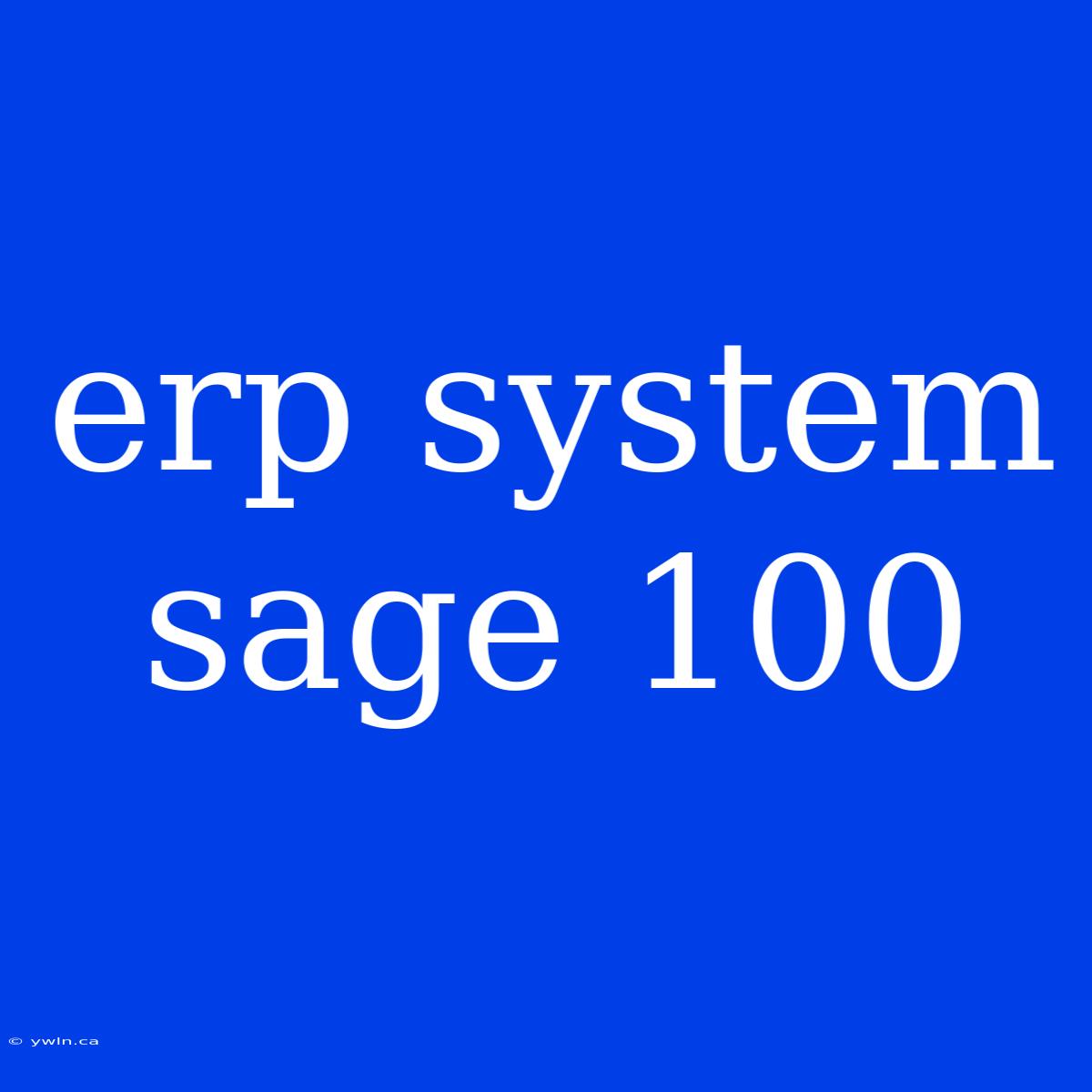 Erp System Sage 100