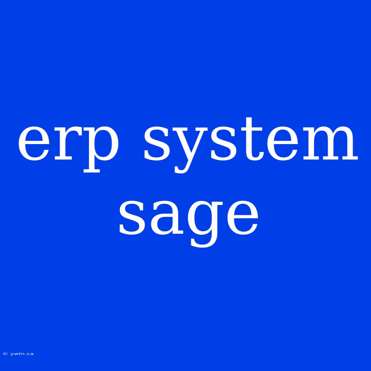 Erp System Sage