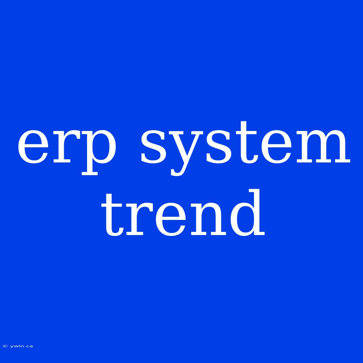 Erp System Trend