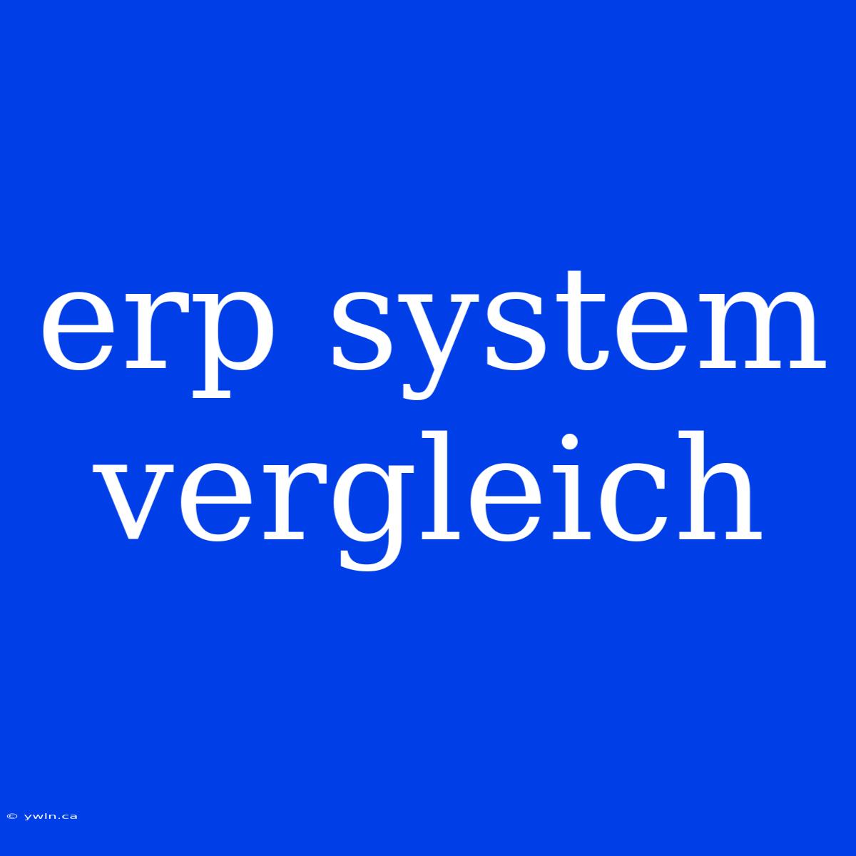 Erp System Vergleich