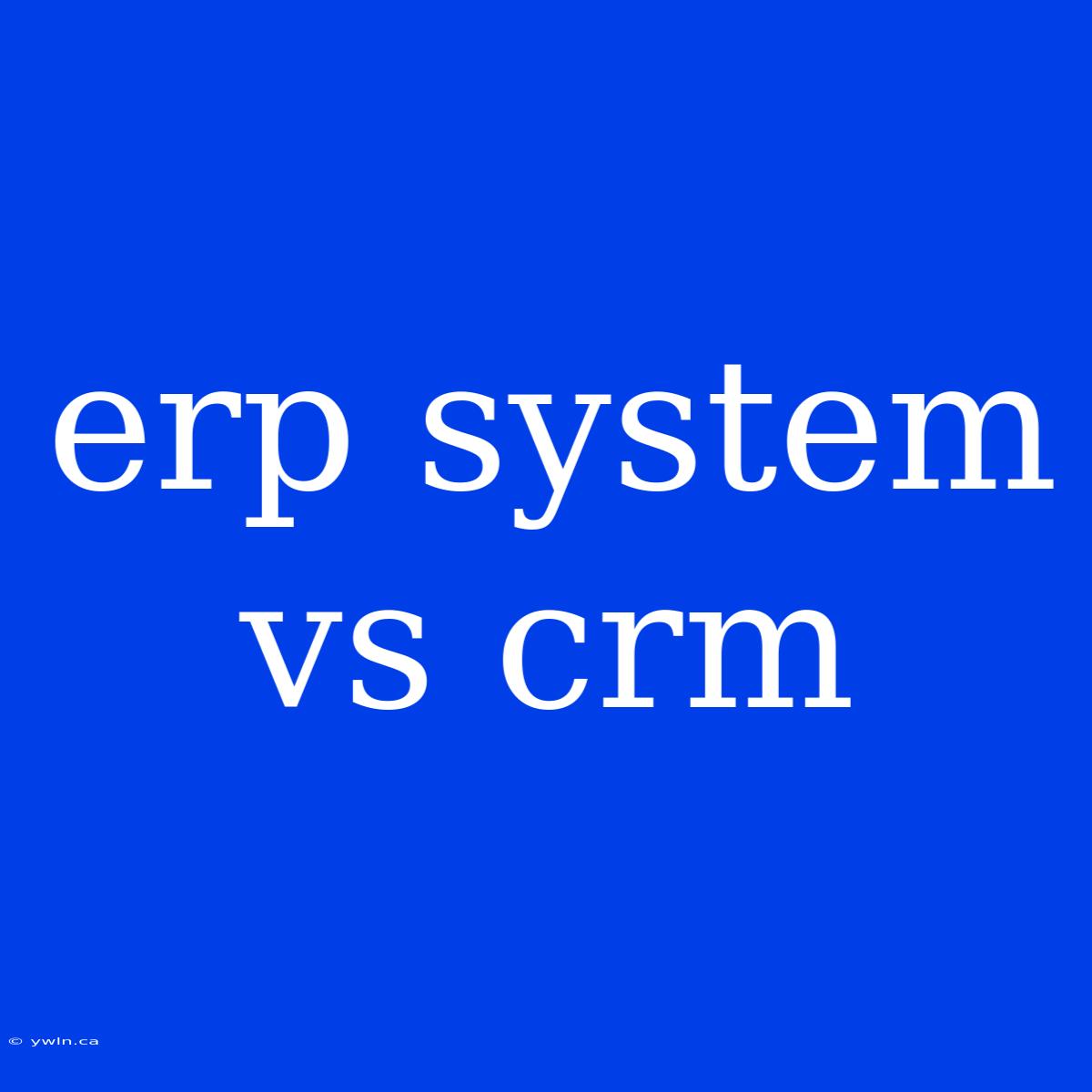 Erp System Vs Crm