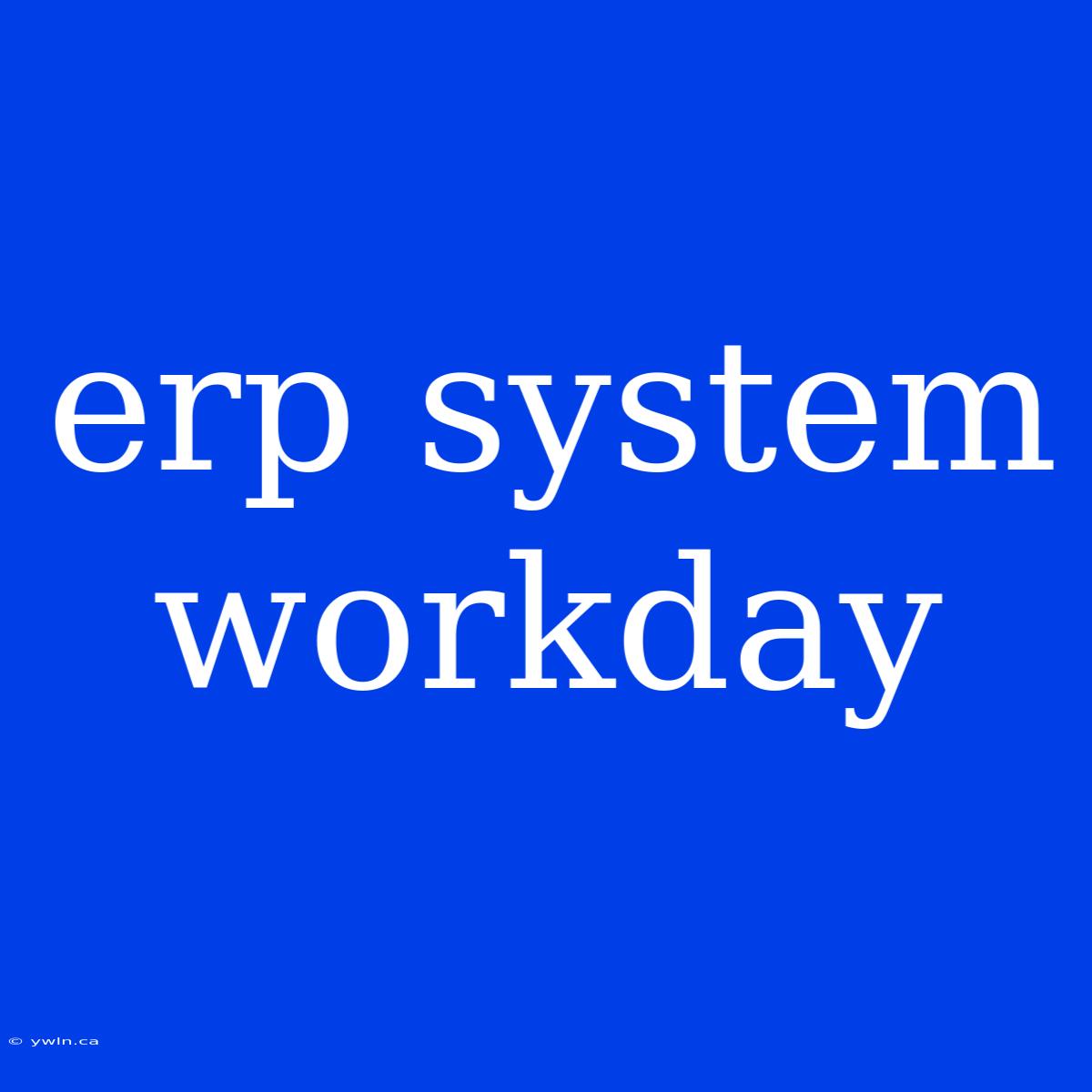 Erp System Workday