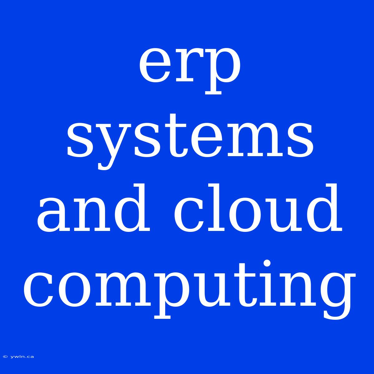 Erp Systems And Cloud Computing