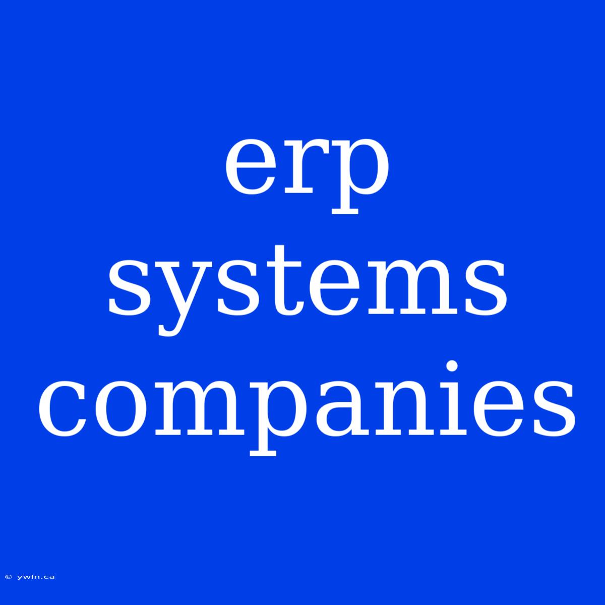 Erp Systems Companies