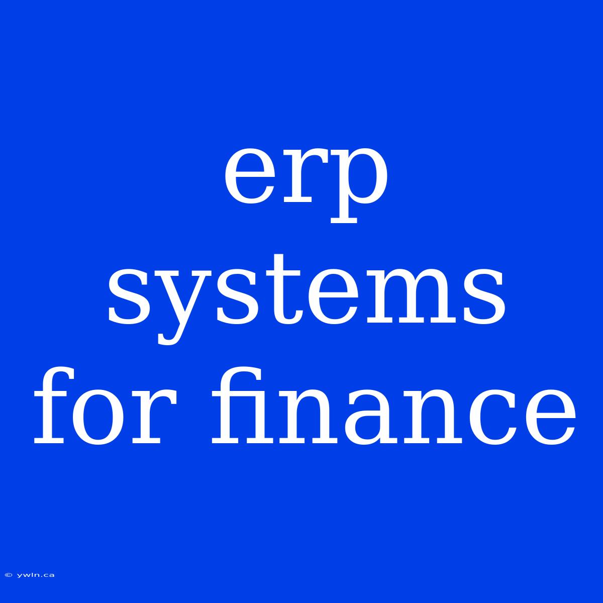 Erp Systems For Finance