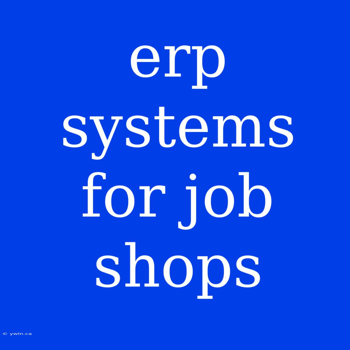 Erp Systems For Job Shops