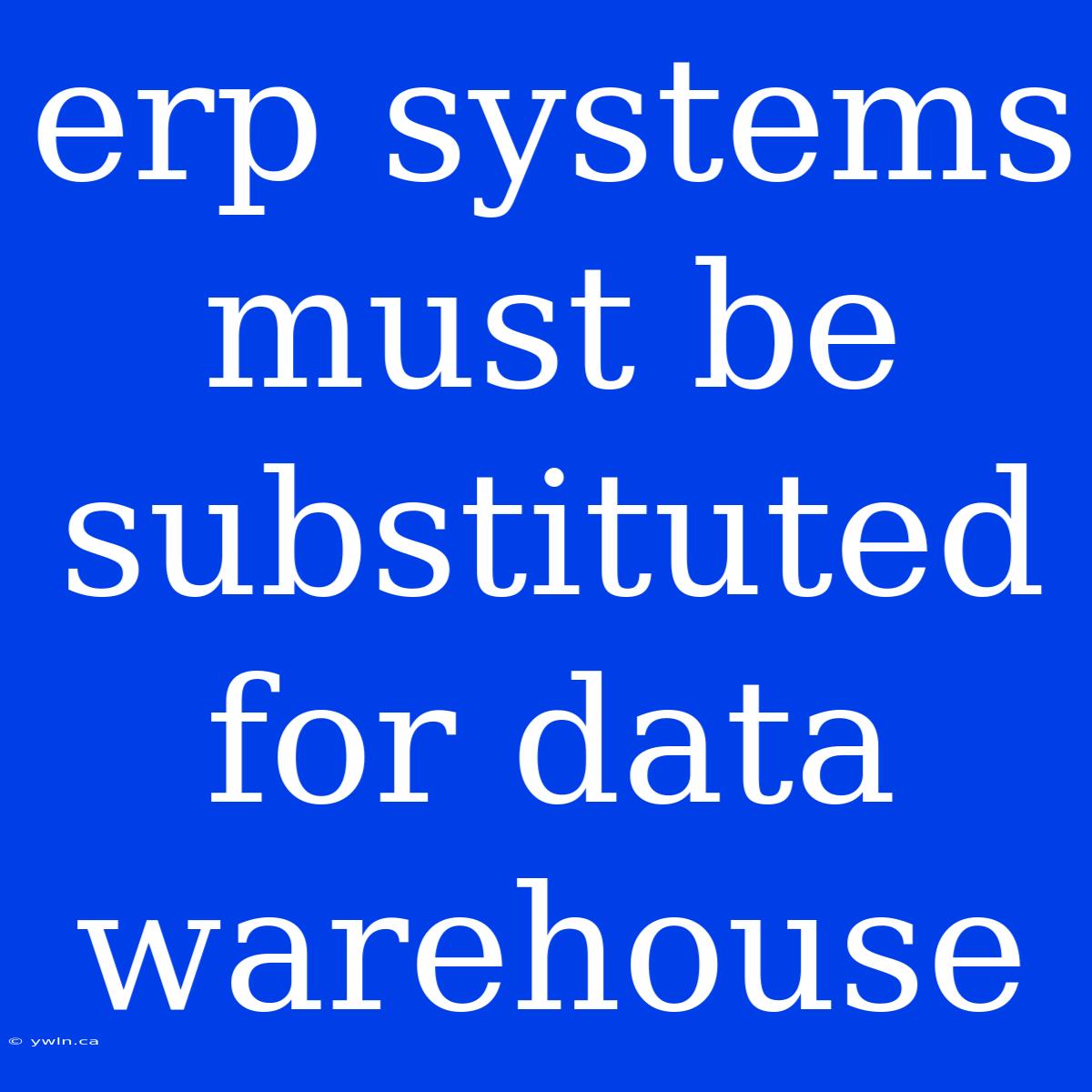 Erp Systems Must Be Substituted For Data Warehouse