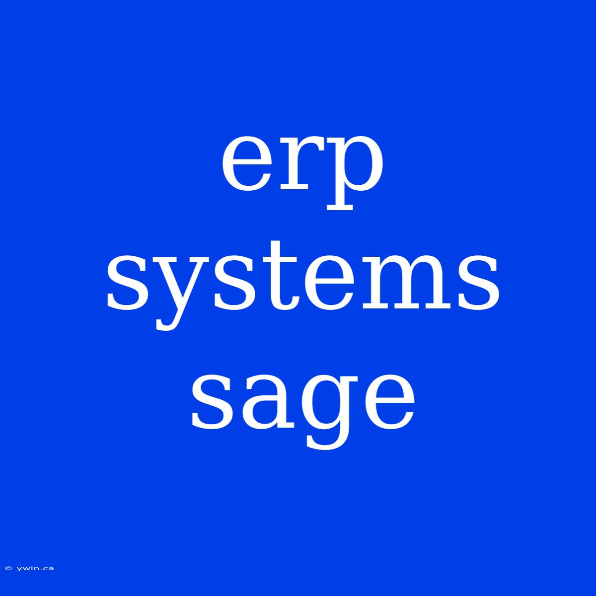 Erp Systems Sage