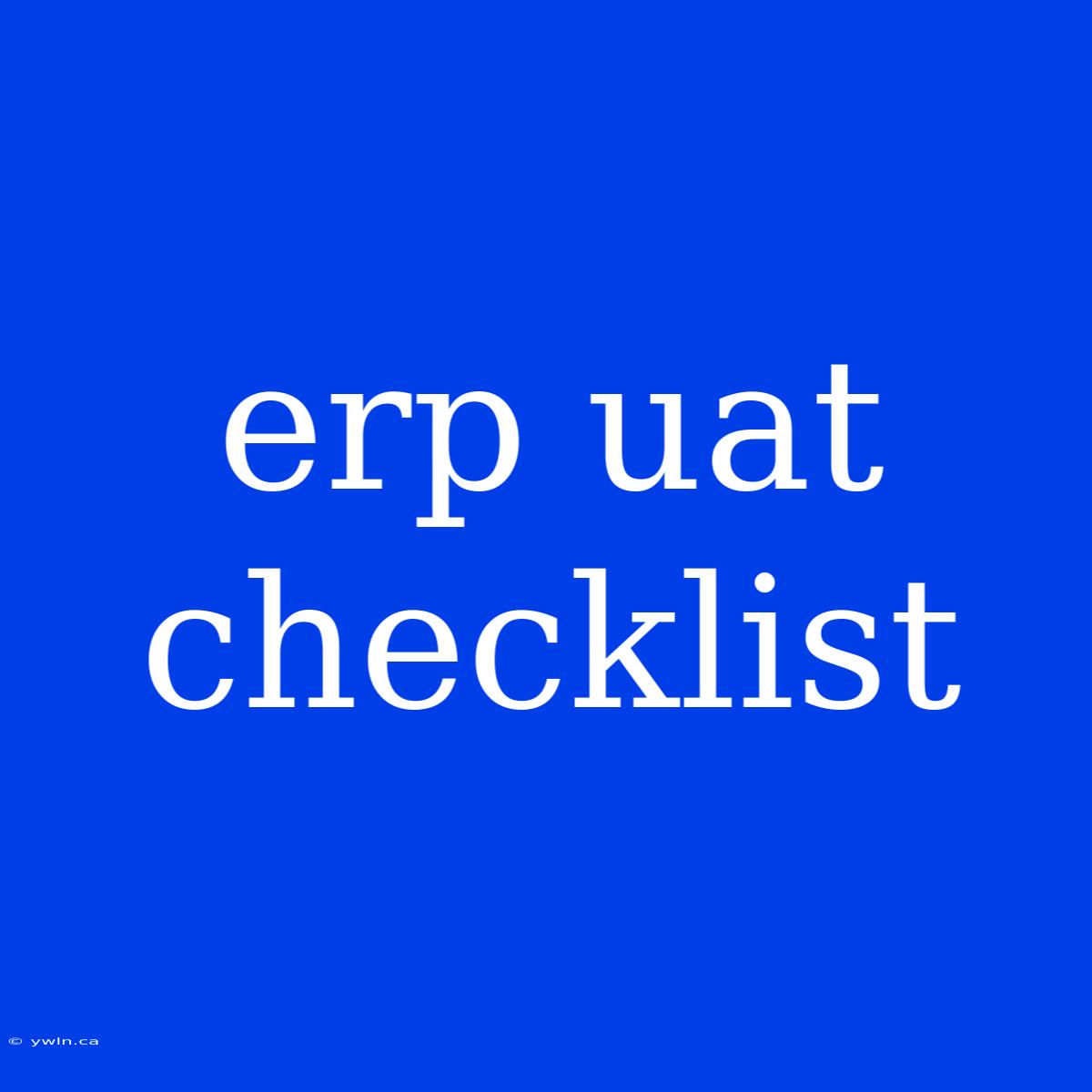 Erp Uat Checklist