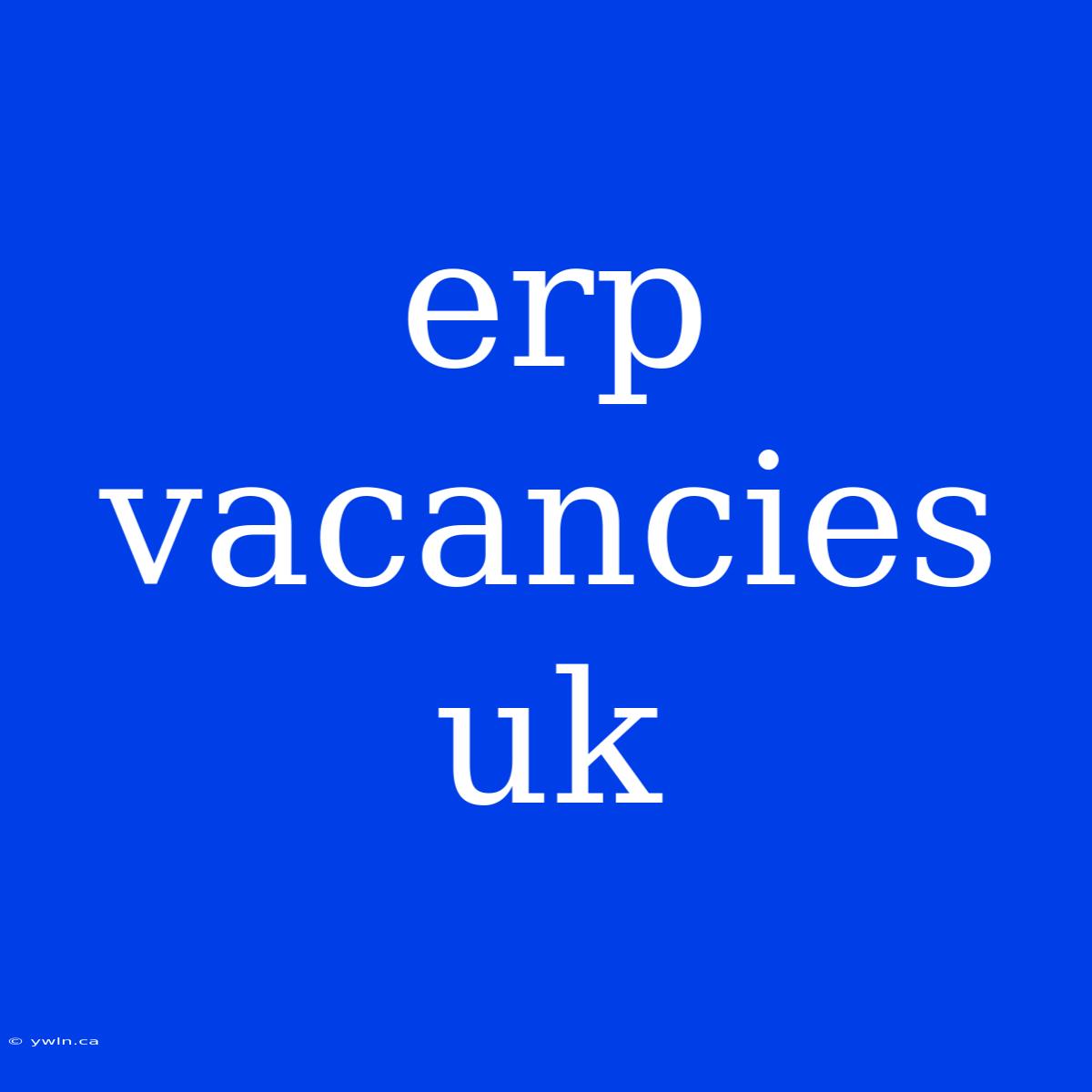 Erp Vacancies Uk