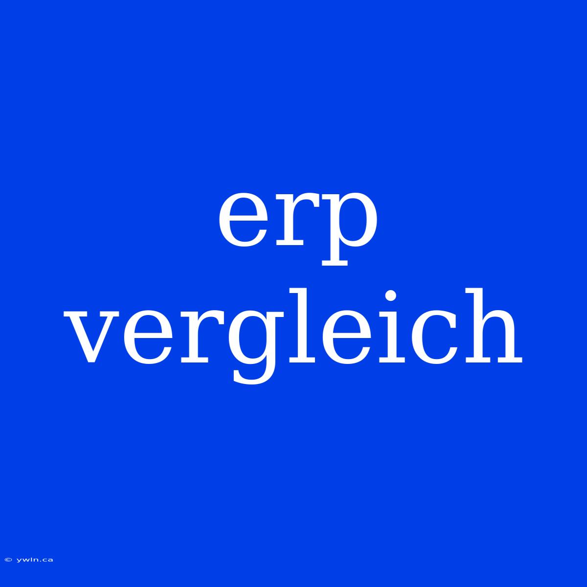 Erp Vergleich