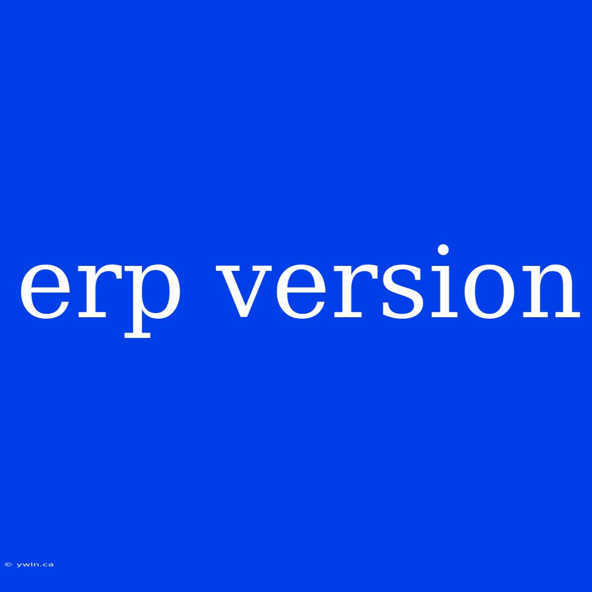 Erp Version