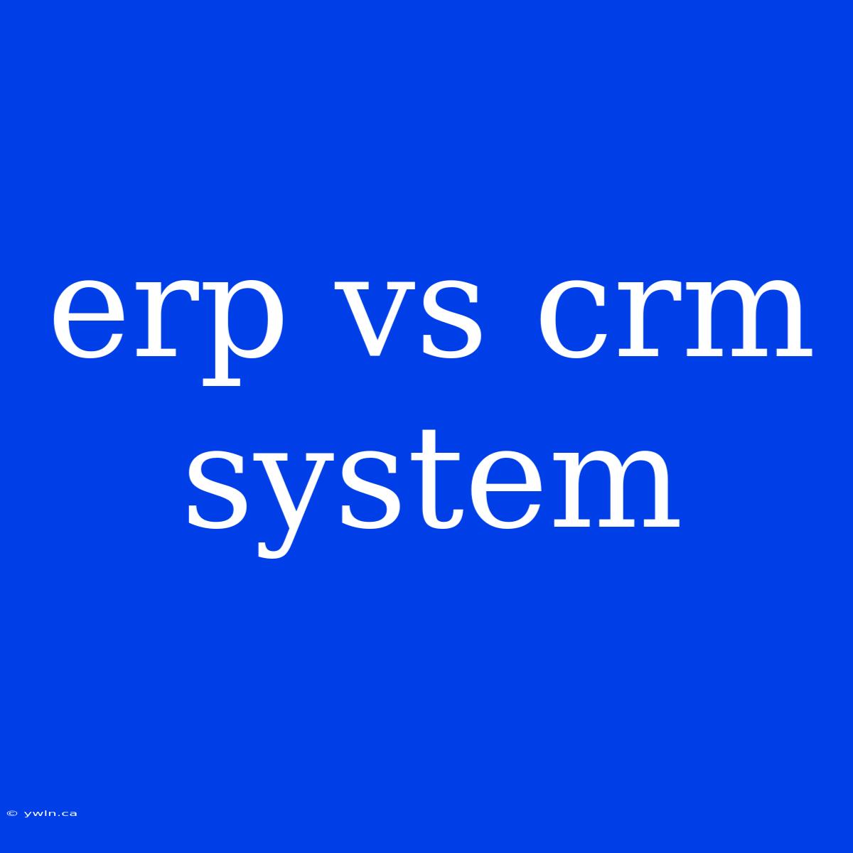 Erp Vs Crm System