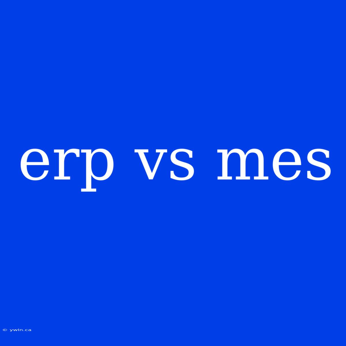 Erp Vs Mes