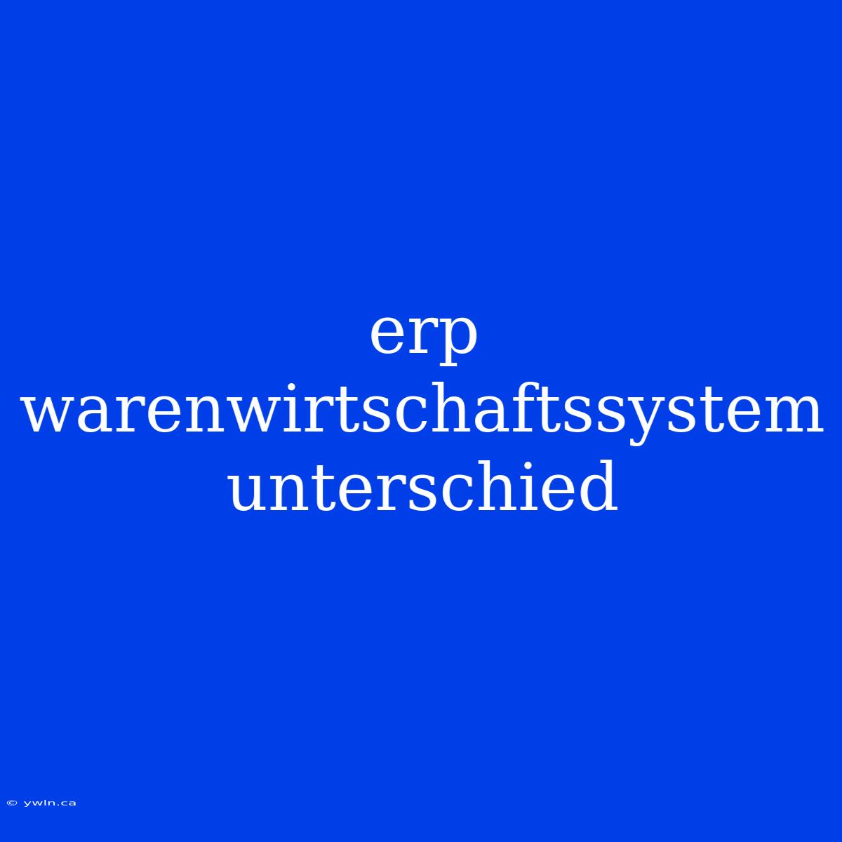 Erp Warenwirtschaftssystem Unterschied