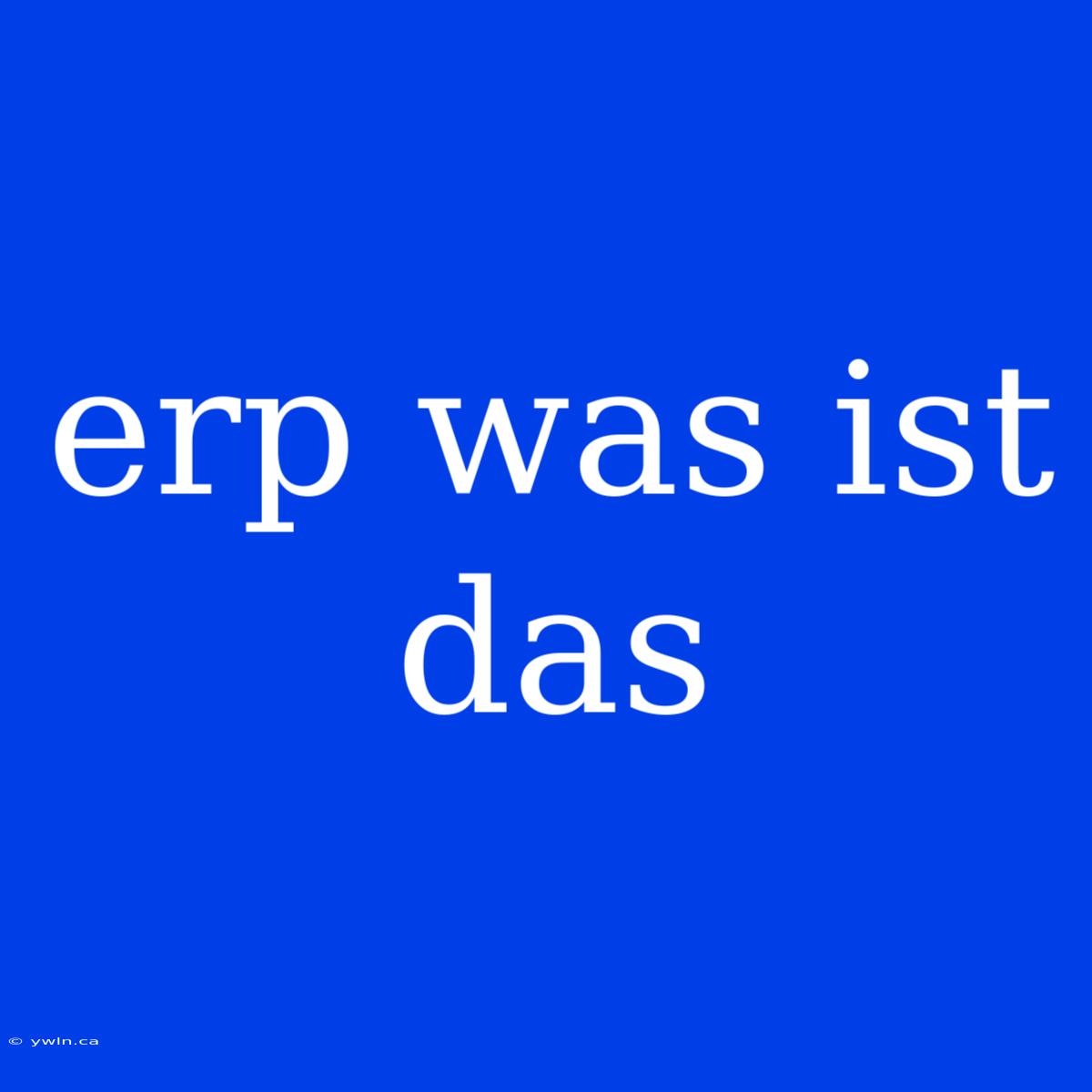 Erp Was Ist Das